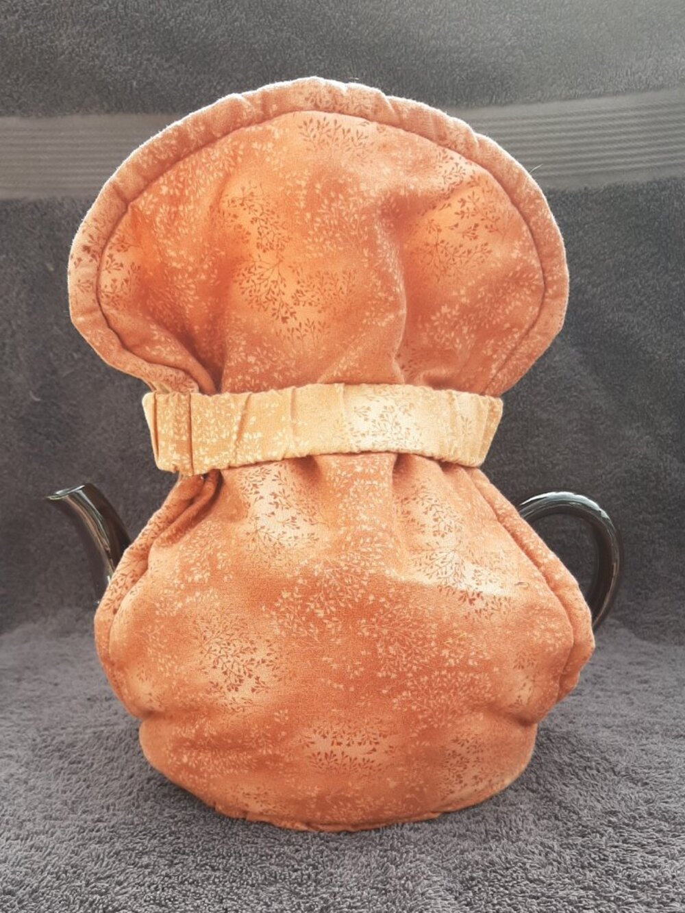 Tea Pot Cozy Orange/Brown Insulated Fabric